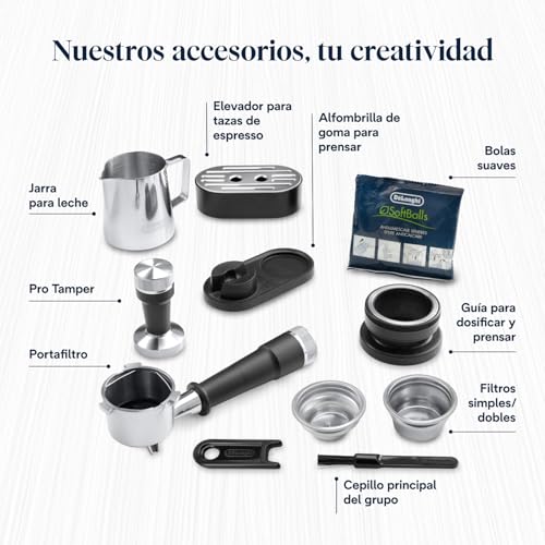 De'Longhi Perfetto La Specialista Arte, Máquina de Café Espresso y Cappuccino con Bomba, Máquina de Café en Grano, 3 Recetas Predefinidas, 8 Ajustes de Molienda, EC9155.MB, Metal/Negro