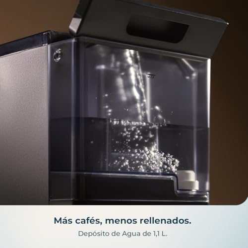 Cecotec Cafetera Superautomática Compacta Cremmaet Cube. 1350W, Sistema de Prensado de 10g, Sistema Pre-Infusión, 19 Bares, Sistema Thermoblock, 5 Niveles de Molienda, Panel de Control Táctil