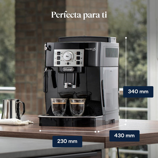 De’Longhi Magnifica S – Perfetto Cafetera Superautomática, Espumador de Leche manual, Espresso y Cappuccino, Panel de Control con Botones, Negro (ECAM22.110.B)